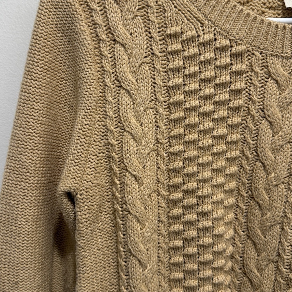 J Crew Factory Women's Signature Cotton Fisherman Sweater Size Medium Cableknit - Picture 3 of 5
